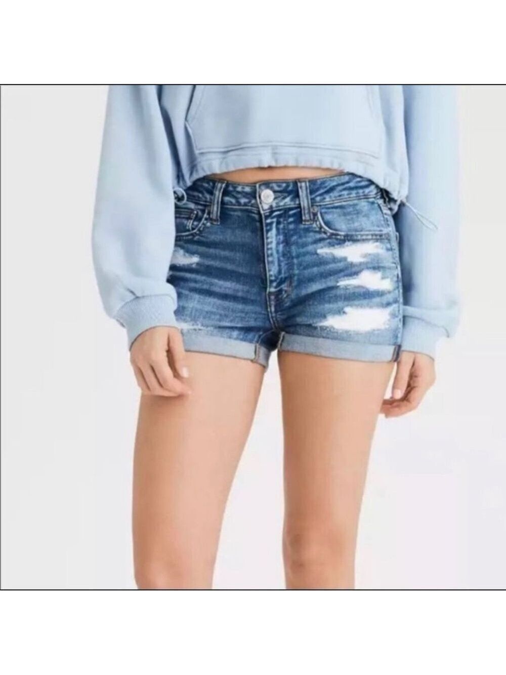 American Eagle Outfitters Distressed Hi Rise Shortie Size 0